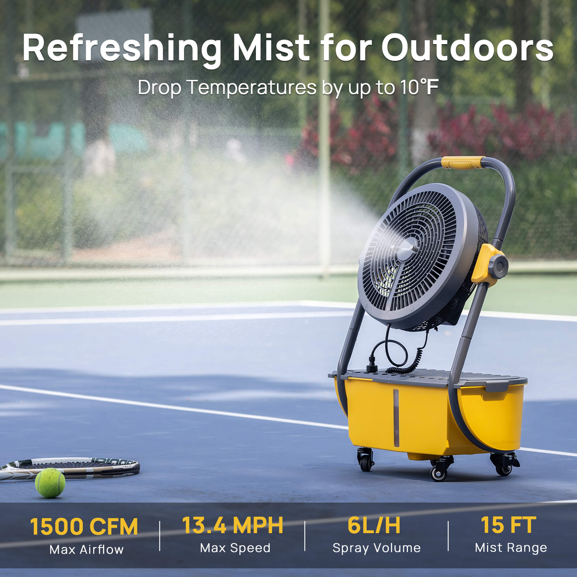 AirSupply MS12 ポータブルミストファン、11Lタンク、最大50時間稼働