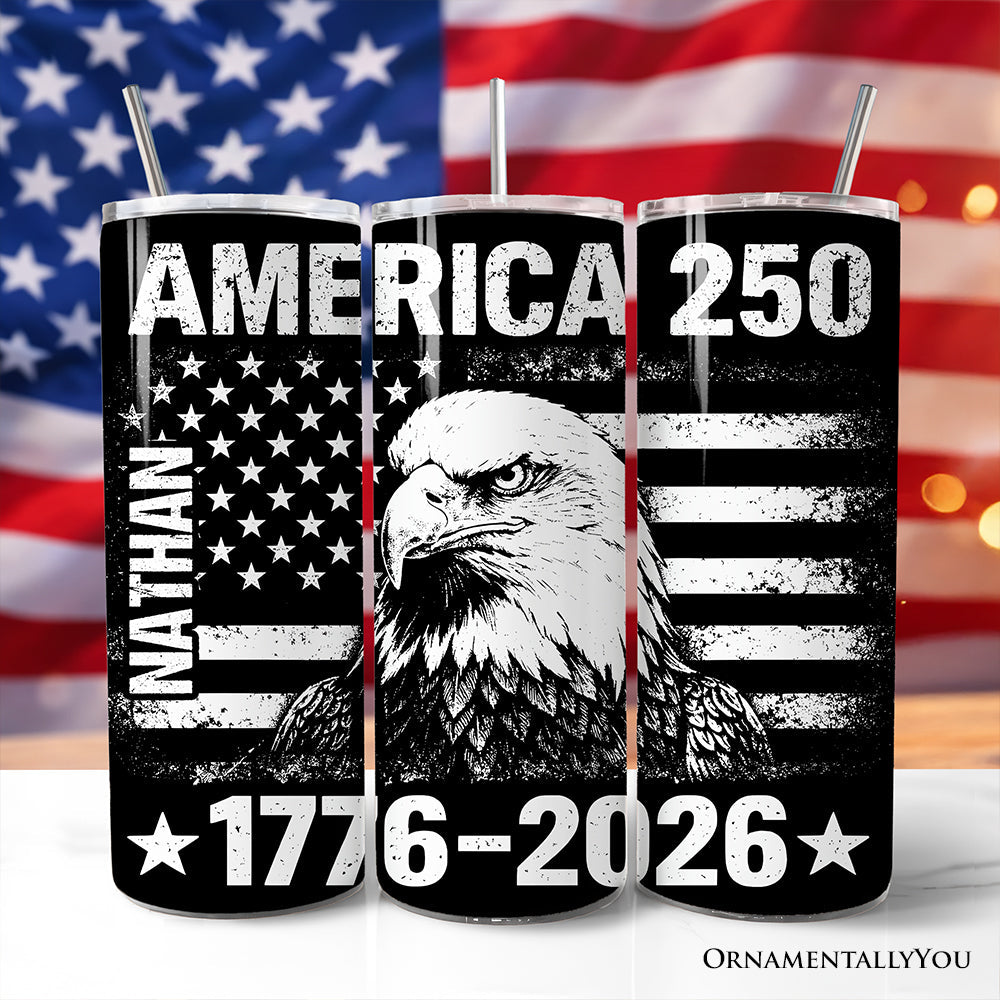 アメリカ250周年 フリーダムフラッグ イーグル 20オンス パーソナライズ タンブラー 蓋とステンレス製ストロー付き、7月4日 愛国的 1776年-2026年 ギフトカップ