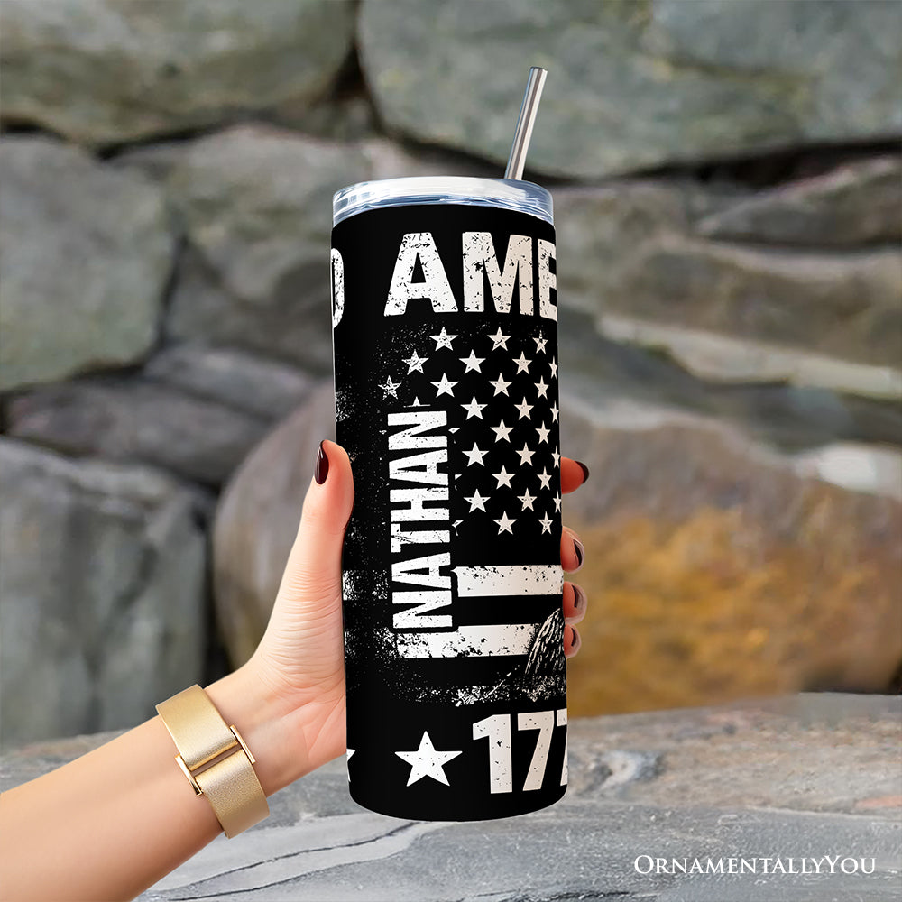 アメリカ250周年 フリーダムフラッグ イーグル 20オンス パーソナライズ タンブラー 蓋とステンレス製ストロー付き、7月4日 愛国的 1776年-2026年 ギフトカップ